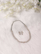 Single Color Diamond & Semi Precious Stone Neckpiece with Earrings- Ruby Raang