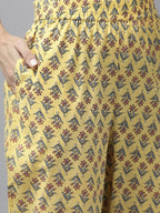 Yufta Yellow printed kurta with Palazzo & Dupatta Set