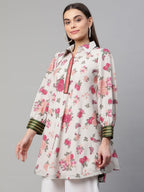 Ahalyaa Women Beige Crepe Digital Floral Print Tunic - Distacart