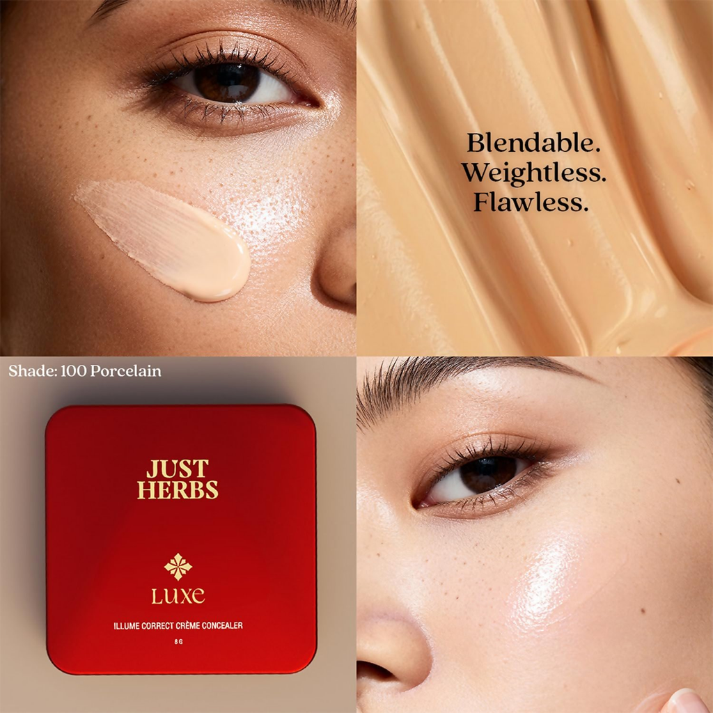 Just Herbs Luxe Illume Correct Créme Concealer Covers Dark Circles (100 Porcelain) - Distacart