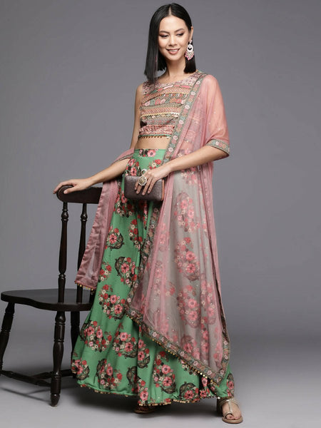 Ahalyaa Women's Traditional wear Lehenga Choli - Green