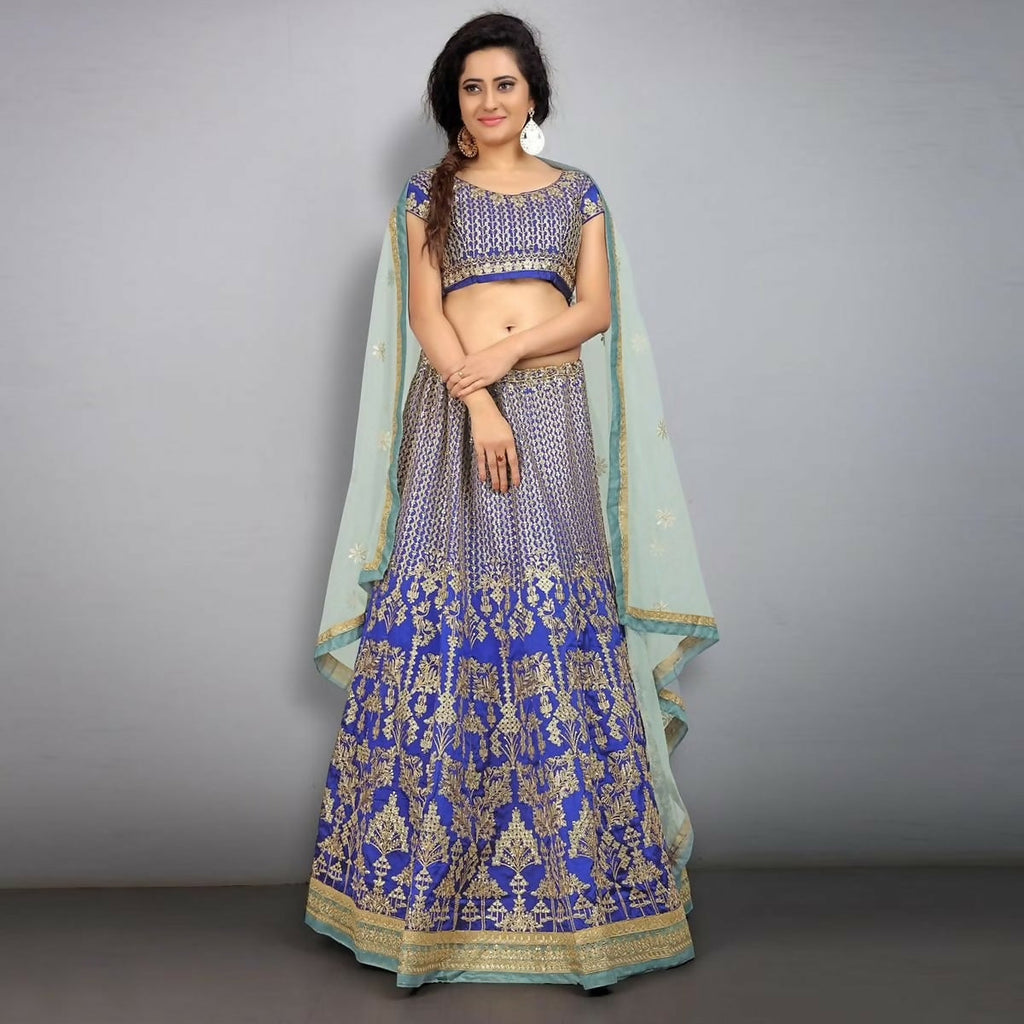 Jyoti Fashion Royal Blue Sequence, Dori & Zari Embroidery Tafeta Silk Lehenga Choli with Dupatta