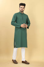 Green Viscose Polyester Solid Men's Kurta - Mahotsav