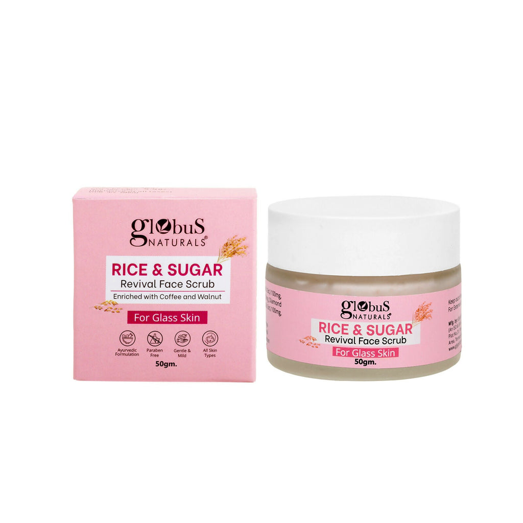 Globus Naturals Rice & Sugar Revival Face Scrub, For Korean Glass Skin - Distacart