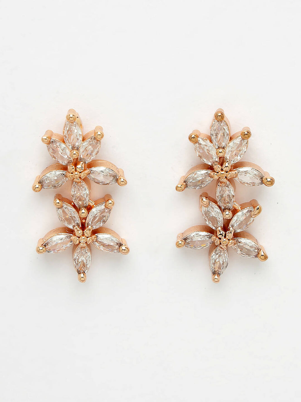 NVR Women Gold-Polished Cz Stone Handcrafted Jewellery Set