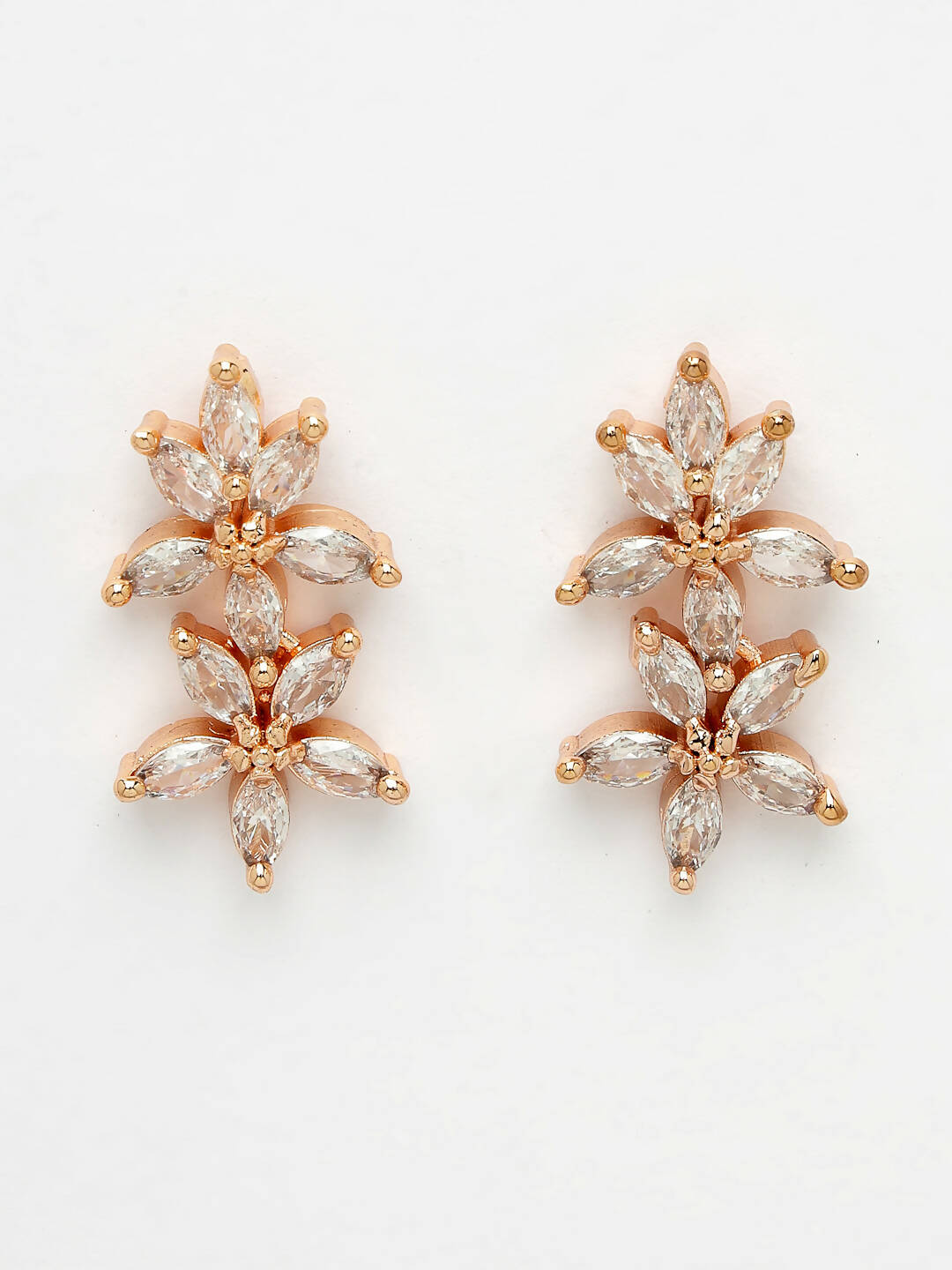 NVR Women Gold-Polished Cz Stone Handcrafted Jewellery Set
