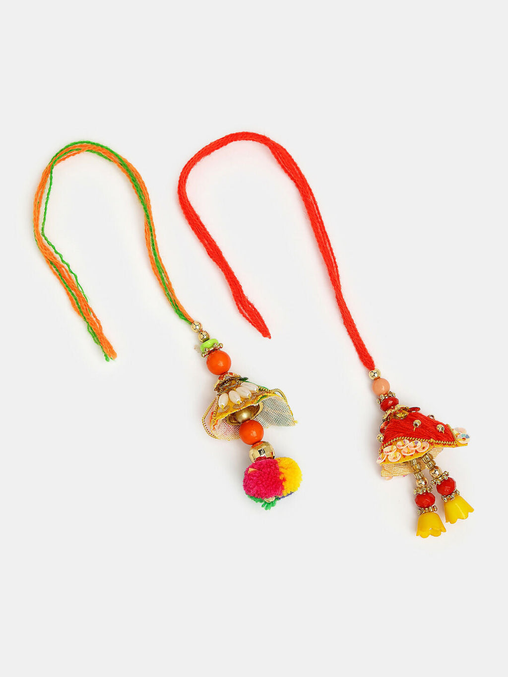 NVR Women Set of 2 Red Beaded Lumba Rakhi With Roli Chawal - Distacart