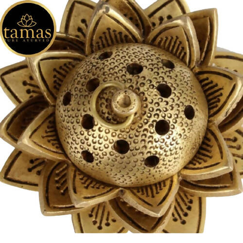 Tamas Brass Handcrafted Lotus Dhoop Stand with Antique Finish
