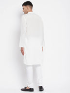 Even Apparels Pure Cotton Men's Kurta With Band Collar in White Color - Distacart