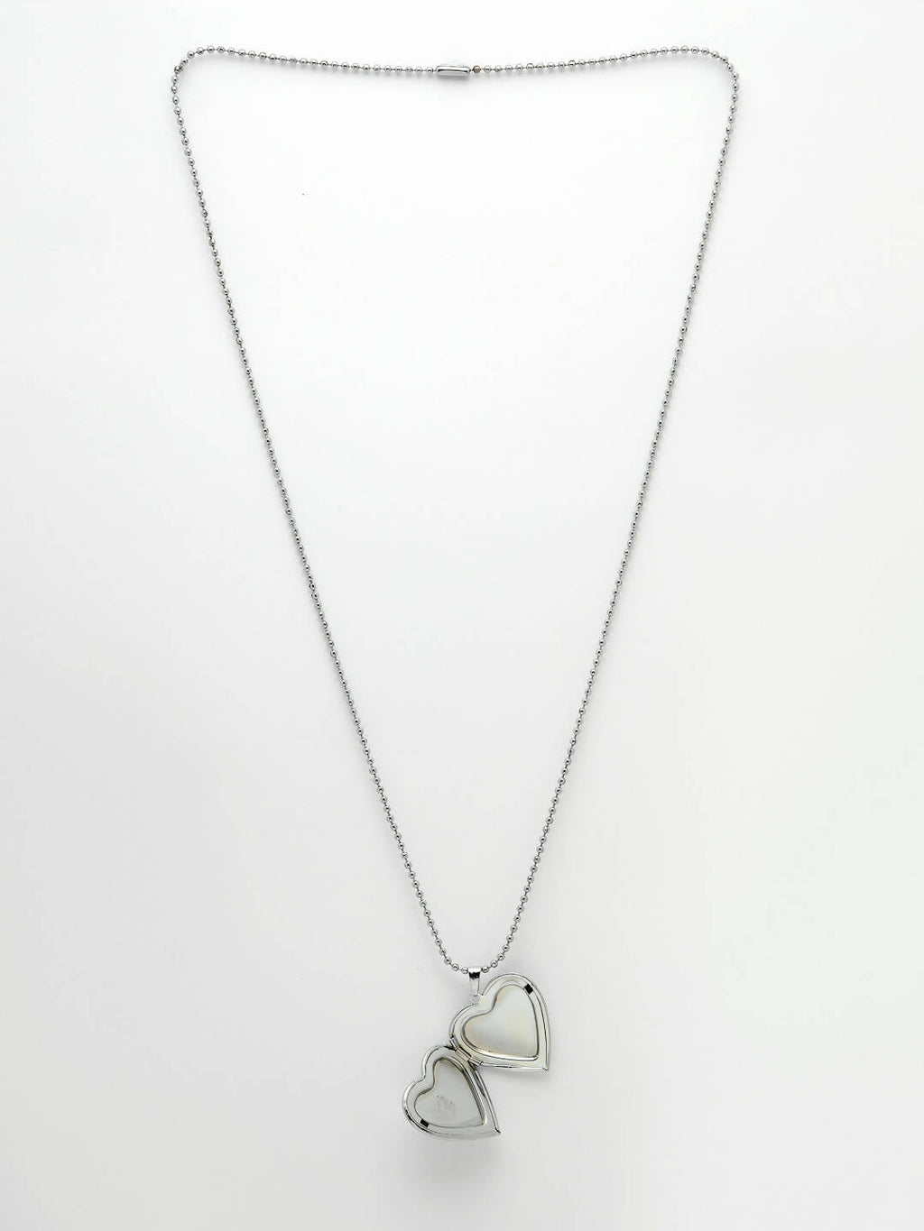 NVR Men Silver Plated Heart Shaped Pendent With Picture Frame And Chain