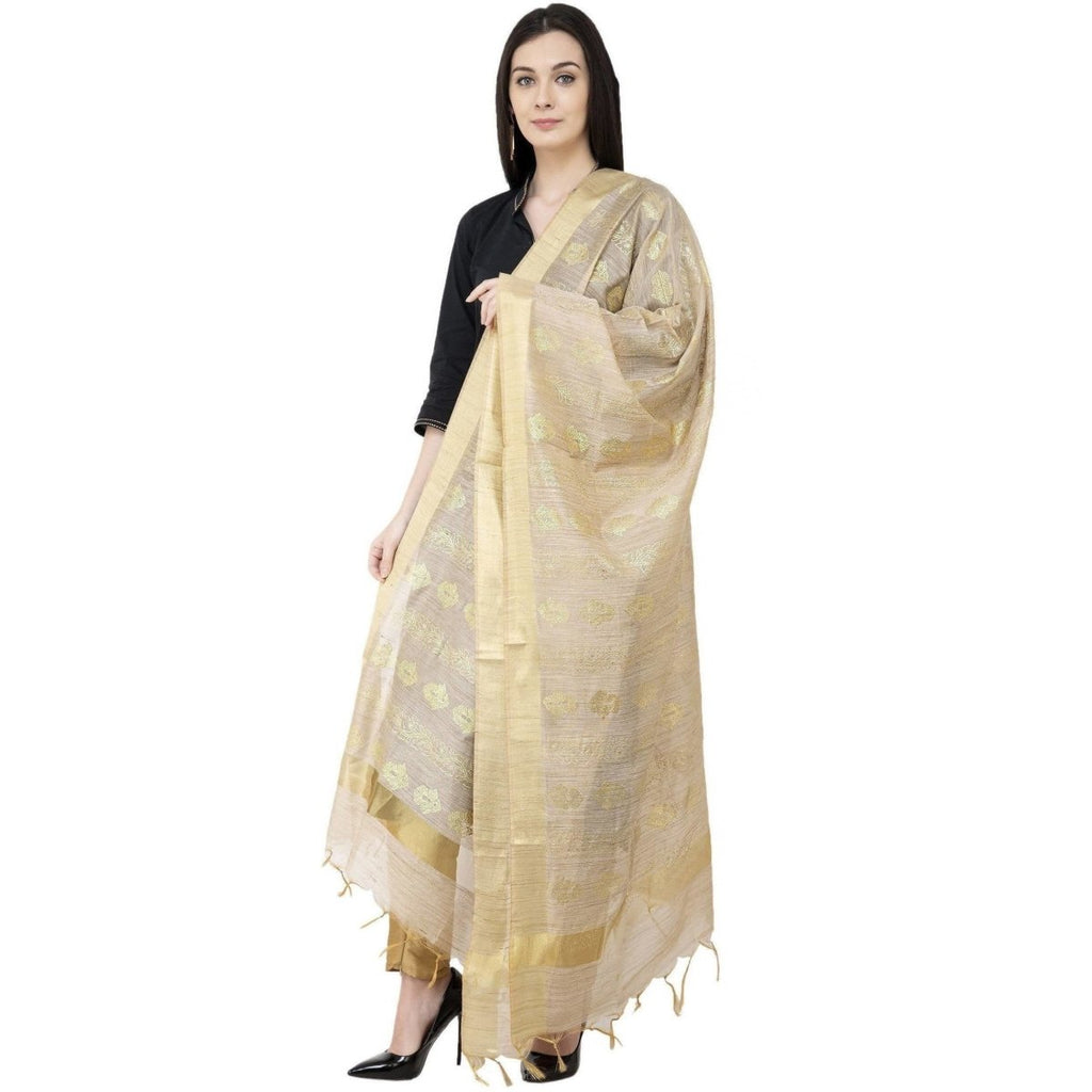 A R SILK Baswada Gold Print Fancy Dupatta Golden Color Dupatta or Chunni