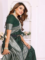 Aastha Fashion Green Georgette Silk Zari Weaving Saree - Distacart
