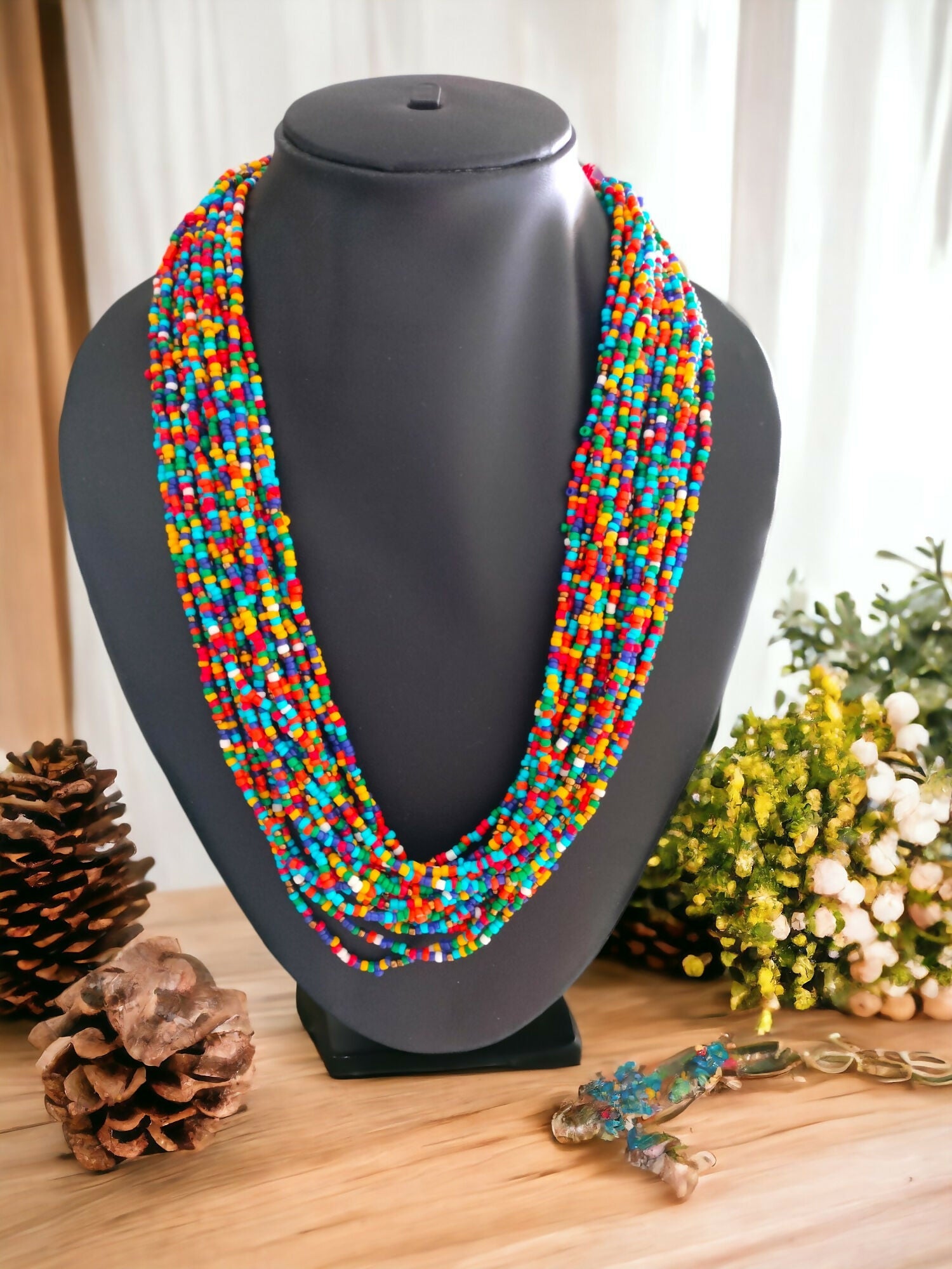 Inhanns Handmade Beaded Multilayer Necklace, 20 Layers - Multi Colour