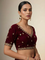 Joban Fashion Maroon Fandy Satin Silk Party Wear Sarees - Distacart
