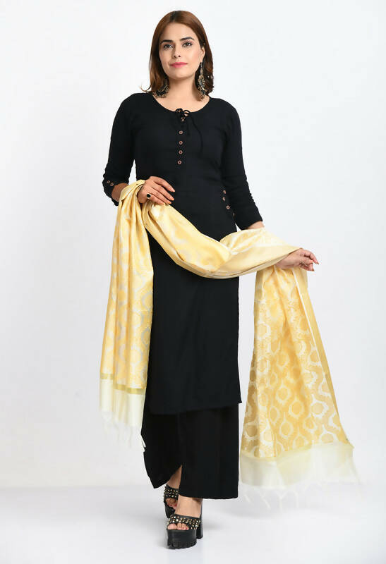 Mominos Fashion Moeza Women's Banarsi Silk All Over Woven Design Orange Dupatta - Distacart