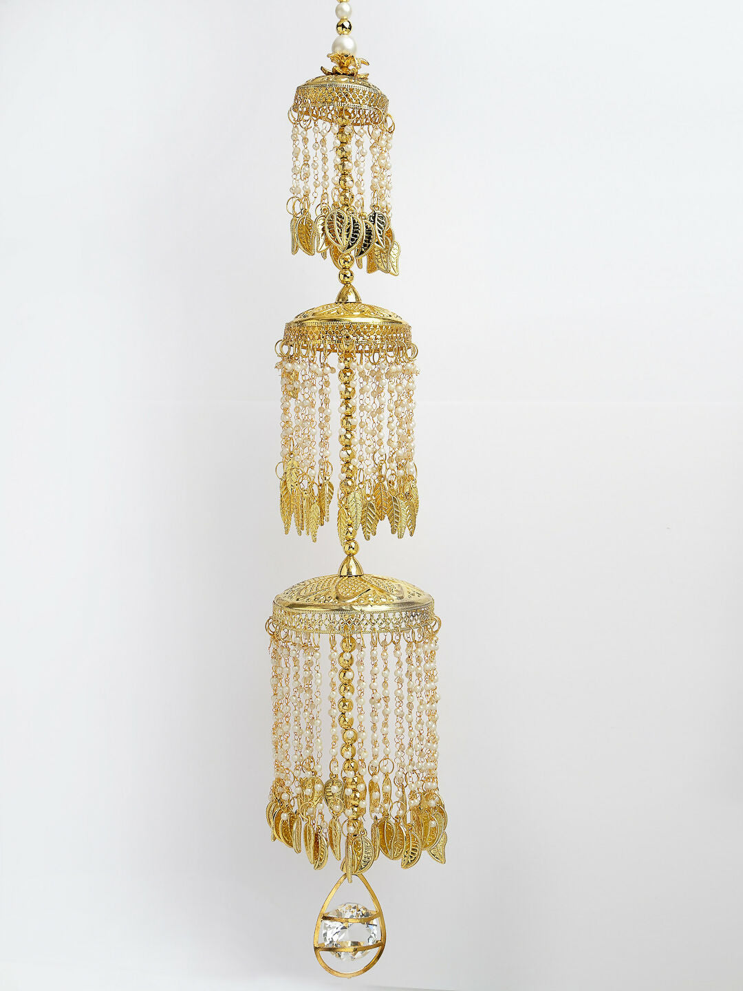 NVR Women's Pack Of 2 Gold-Polished & White Pearl Beaded Bridal Layered Heavy Kaleera Sets - Distacart