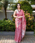DEIANA'S Beautiful Designer Golden zari Soft Lichi Silk Saree - Pink