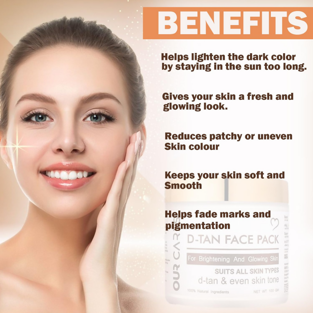 Our Cares D-TAN Face Pack for Instant Tan Removal & Sun Damage Protection