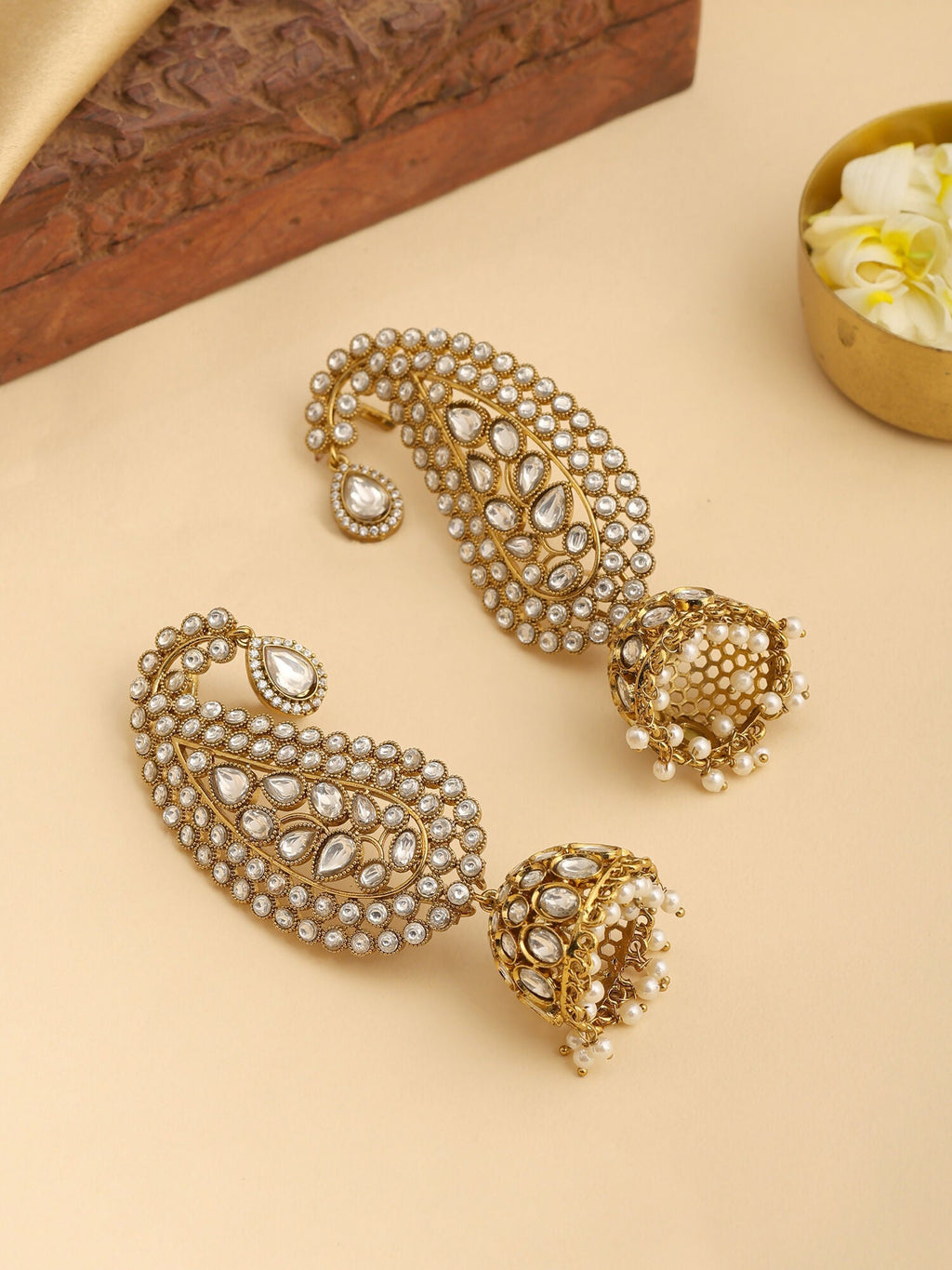 Ruby Raang Pearl Jhumka - Distacart