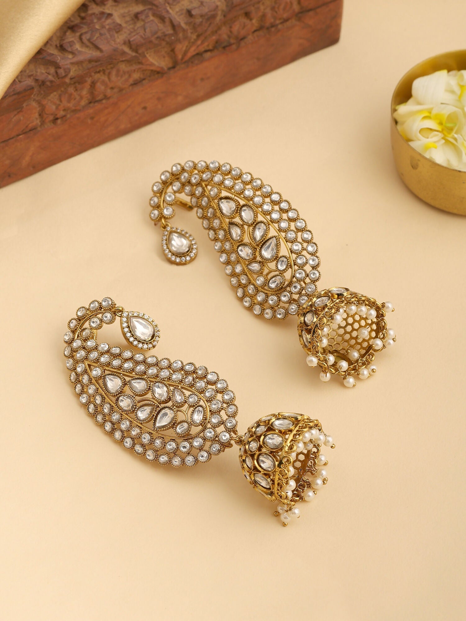 Ruby Raang Pearl Jhumka - Distacart