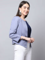 Even Apparels Grey 100% Viscose Open Front Statement Women's Jacket - Distacart