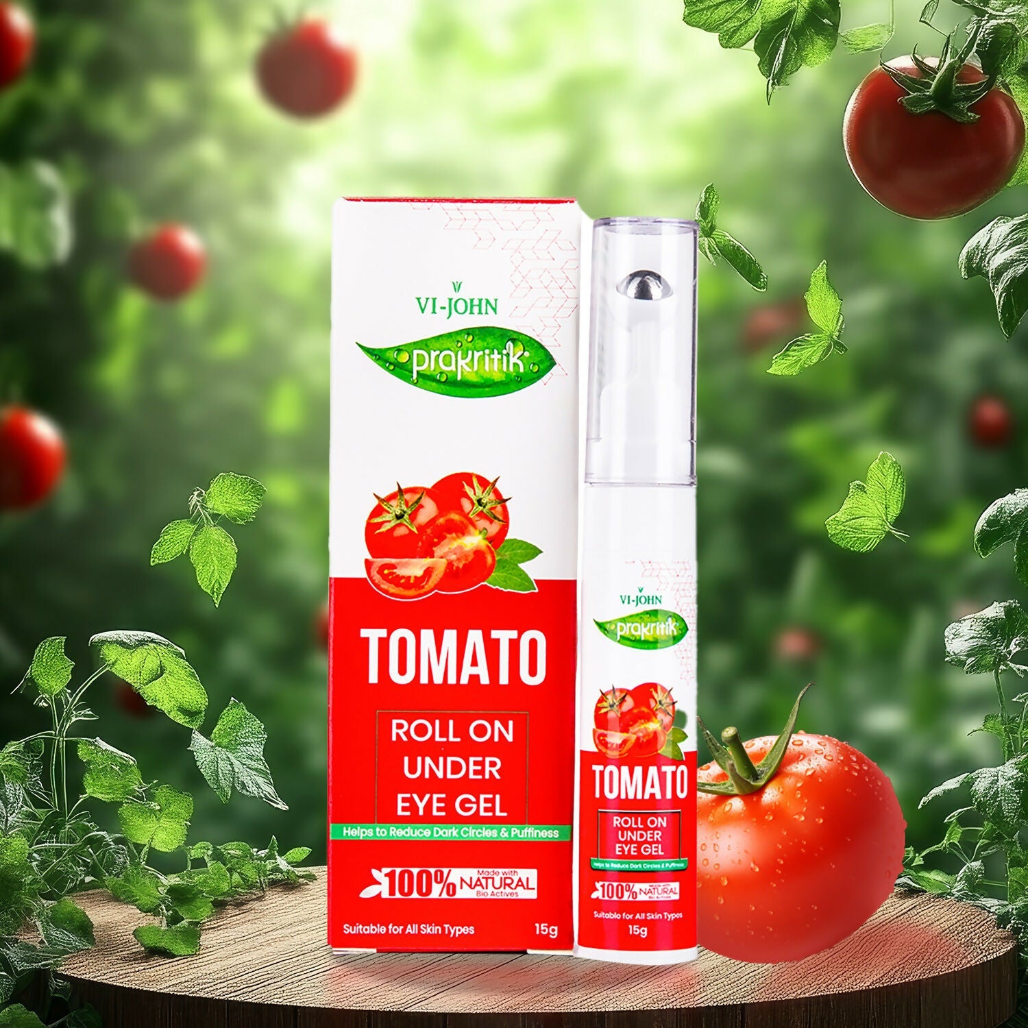 VI-JOHN Prakritik Tomato Under Eye Gel, Reduces Dark Circles, Puffiness,Fine Lines 100% Bioactives - Distacart