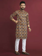 Anaita Multicolour Printed Pure Silk Straight Kurta