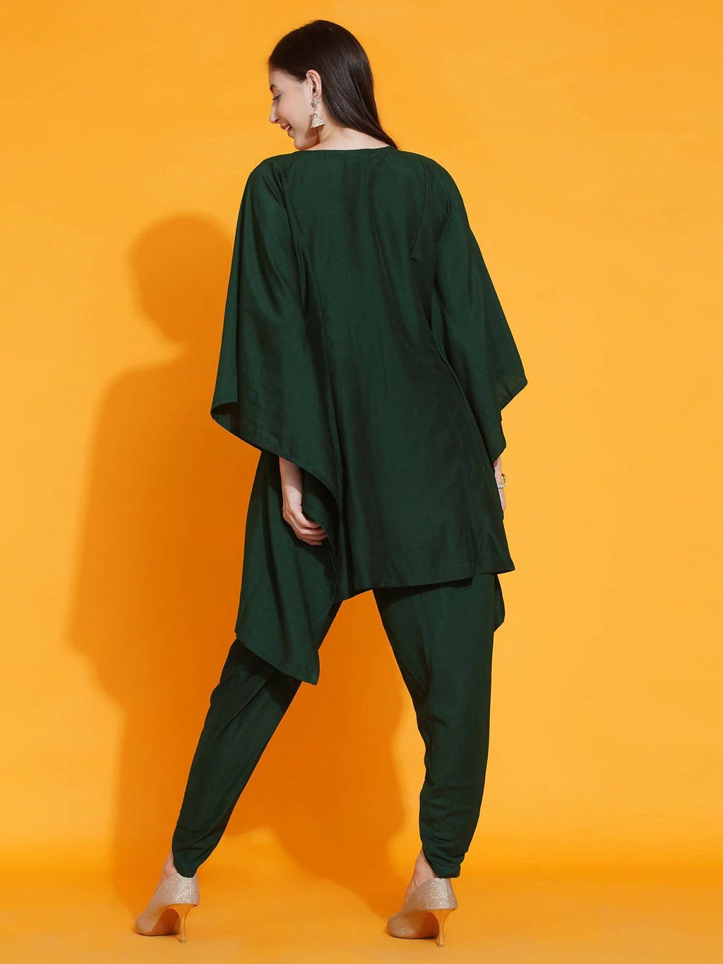 Women Republic Green Kaftan With Hand Embellishment And Dhoti Salwaar - Distacart