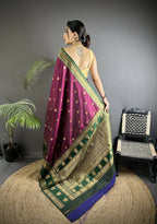 Joban Fashion Wine Banarasi Soft Silk Woven Butti Saree - Distacart