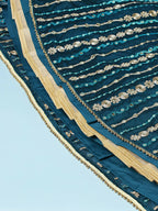 House of Panchhi Teal Pure Georgette Sequinse Work Lehenga & Blouse with Dupatta