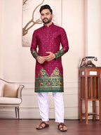 Anaita Purple Dola Silk Straight Kurta With Foil Work