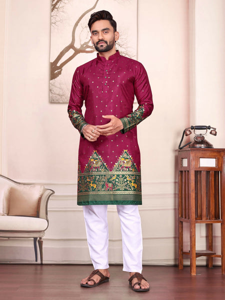 Anaita Purple Dola Silk Straight Kurta With Foil Work