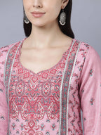 Myshka Women Pink Red Ethnic Motifs Printed Kurta - Distacart