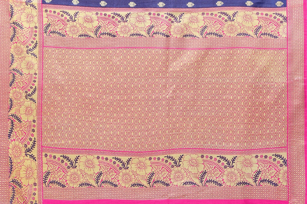 Vamika Navy Blue Printed Art Silk Saree