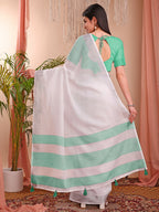Shree Shyam Fashion The White Loom White Linen Cotton Saree