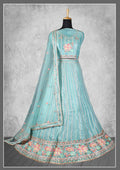 Sky Blue Georgette Embroidery & Sequence Work Semi-Stitched Lehenga Choli - Nimaya Kangan