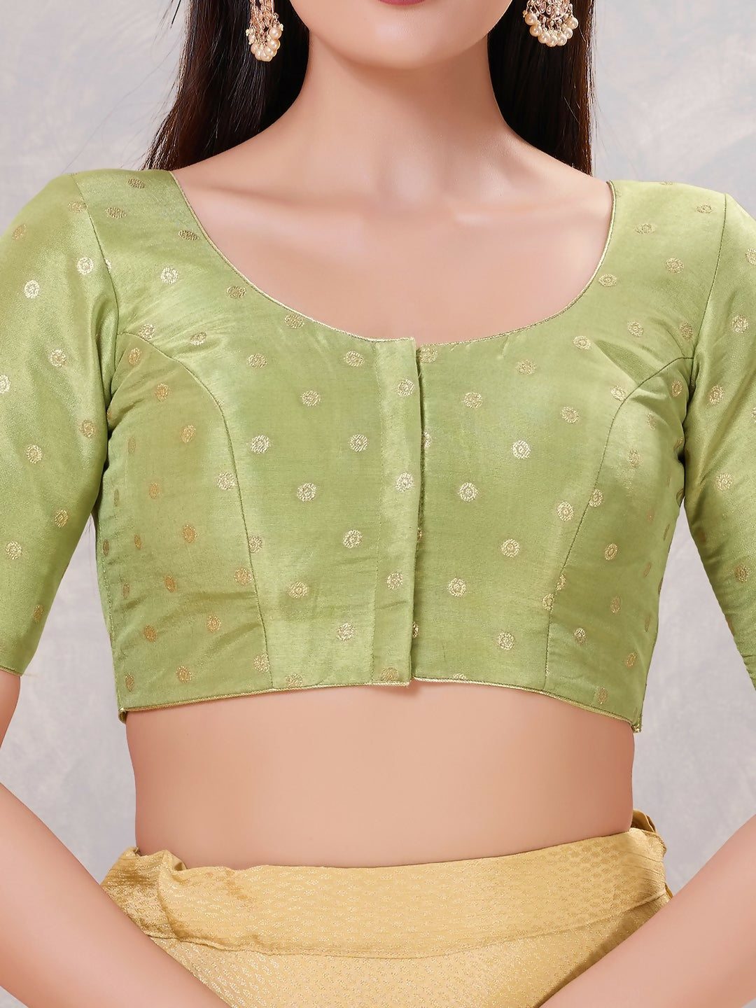 Joban Fashion Women Silk Pista-Green Stitched Blouse