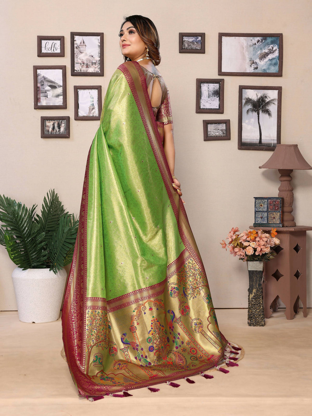 Aastha Fashion Pista Tissue Silk Weaving Saree - Distacart