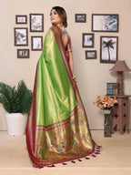 Aastha Fashion Pista Tissue Silk Weaving Saree - Distacart
