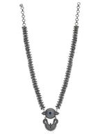 Joban Fashion Women Long Pattern Silver Tone Brass Necklace