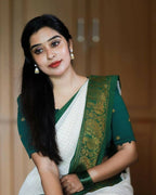 DEIANA'S Beautiful Designer Golden zari Soft Lichi Silk Saree - Green