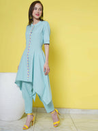 Women Republic Light Blue Cotton Kurta Set - Distacart