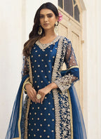 Vegaa Fashion Navy Blue Net Embroidered Pakistani Salwar Kameez - Distacart