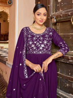 Joban Fashion Purple Readymade Dress With Sequins embroidery Work - Distacart