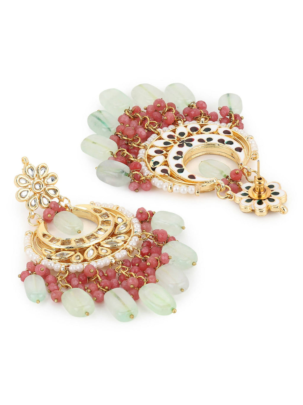 Gold-Toned Red Contemporary Gold-Plated Chandbalis Earrings - Ruby Raang - Distacart