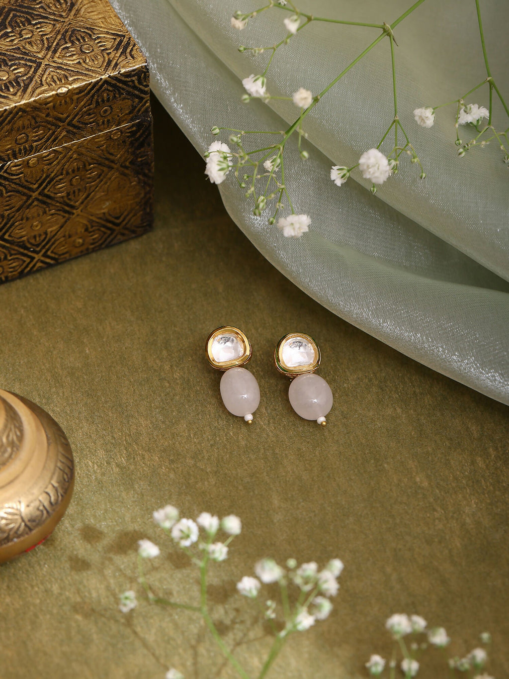 Ruby Raang Pink Kundan Studs - Distacart