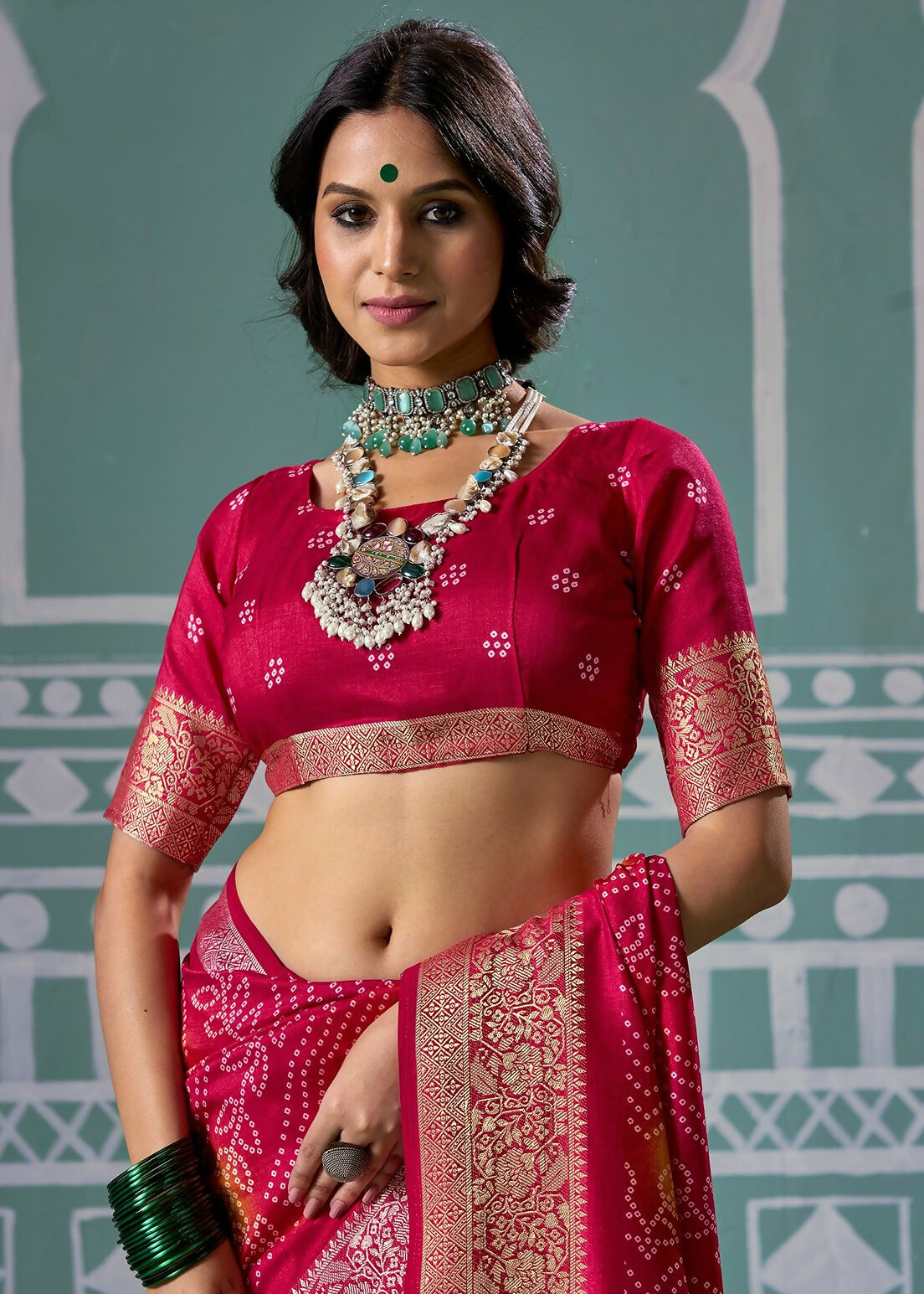 Joban Fashion Vicitra Silk Pink Soft Fabric With Digital Print Saree