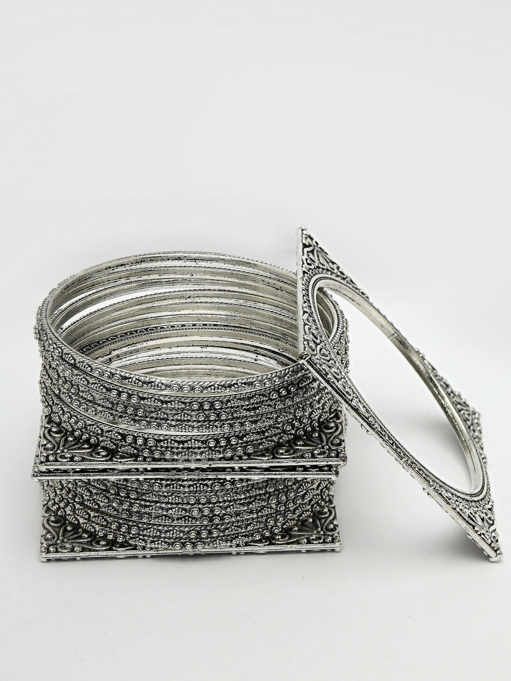 NVR Women's Set of 8 Silver-Toned German Silver Oxidised Bangles - Distacart
