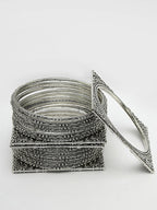 NVR Women's Set of 8 Silver-Toned German Silver Oxidised Bangles - Distacart