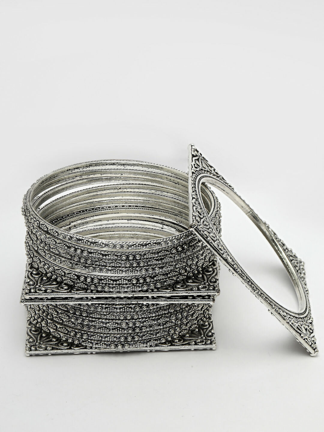 NVR Women's Set of 8 Silver-Toned German Silver Oxidised Bangles - Distacart